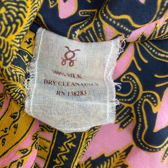 Figue Eliza V-Neck Gypsy Batik-Print Kaftan Dress Coverup Silk - Picture 6 of 6